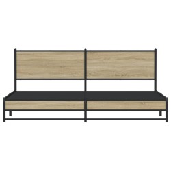 Cadre de lit en métal sans matelas chêne sonoma 200x200 cm 