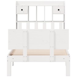Lit bibliothèque sans matelas blanc 75x190cm bois de pin massif 