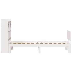 Lit bibliothèque sans matelas blanc 75x190cm bois de pin massif 