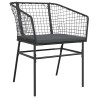 Ensemble à manger de jardin et coussins 3 pcs noir rotin verre 