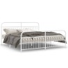 Cadre de lit métal sans matelas et pied de lit blanc 200x200 cm 