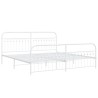 Cadre de lit métal sans matelas et pied de lit blanc 200x200 cm 