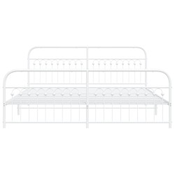 Cadre de lit métal sans matelas et pied de lit blanc 200x200 cm 