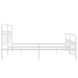 Cadre de lit métal sans matelas et pied de lit blanc 200x200 cm 