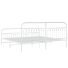 Cadre de lit métal sans matelas et pied de lit blanc 200x200 cm 