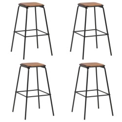 Tabourets de bar lot de 4 noir pinède solide et acier 