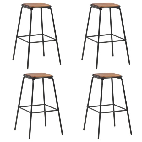 Tabourets de bar lot de 4 noir pinède solide et acier 