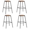Tabourets de bar lot de 4 noir pinède solide et acier 
