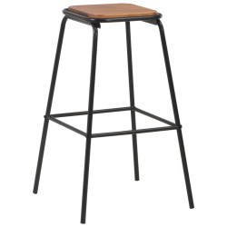 Tabourets de bar lot de 4 noir pinède solide et acier 