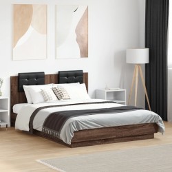 Cadre de lit avec LED sans matelas chêne marron 120x190 cm 