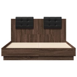 Cadre de lit avec LED sans matelas chêne marron 120x190 cm 