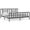 Cadre de lit avec tête de lit gris Super King Size bois massif 
