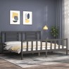 Cadre de lit avec tête de lit gris Super King Size bois massif 