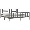 Cadre de lit avec tête de lit gris Super King Size bois massif 