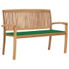 Banc de jardin empilable et coussin 128,5cm Bois de teck massif 