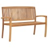 Banc de jardin empilable et coussin 128,5cm Bois de teck massif 
