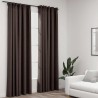 Rideaux occultants aspect lin et crochets 2 pcs Taupe 140x225cm 