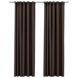 Rideaux occultants aspect lin et crochets 2 pcs Taupe 140x225cm 