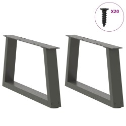 Pieds de table basse en forme de V, 2 pièces, anthracite, 50 x (30-31,3) cm, acier 