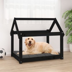 Lit pour chien Noir 81x60x70 cm Bois de pin solide 