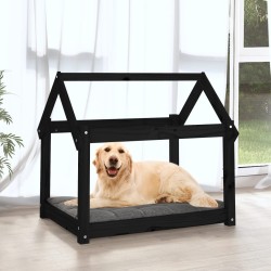Lit pour chien Noir 81x60x70 cm Bois de pin solide 