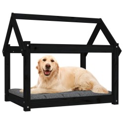 Lit pour chien Noir 81x60x70 cm Bois de pin solide 