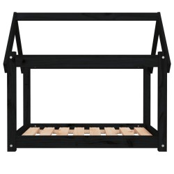 Lit pour chien Noir 81x60x70 cm Bois de pin solide 