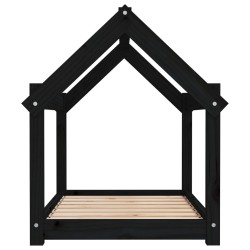 Lit pour chien Noir 81x60x70 cm Bois de pin solide 