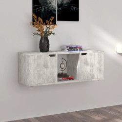 Meuble TV Béton 88,5x27,5x30,5 cm Bois d’ingénierie 