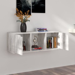 Meuble TV Béton 88,5x27,5x30,5 cm Bois d’ingénierie 