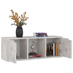 Meuble TV Béton 88,5x27,5x30,5 cm Bois d’ingénierie 