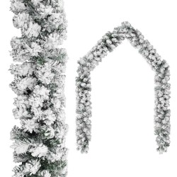 Guirlande de Noël avec neige floquée Vert 10 m PVC 