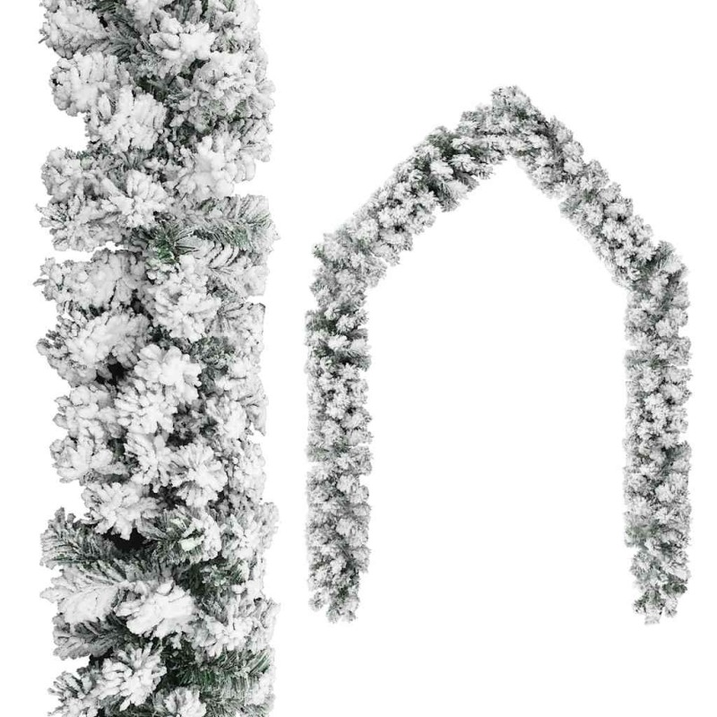 Guirlande de Noël avec neige floquée Vert 10 m PVC Guirlande de Noël avec neige floquée Vert 10 m PVC