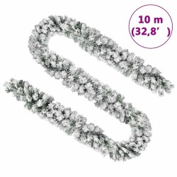 Guirlande de Noël avec neige floquée Vert 10 m PVC 