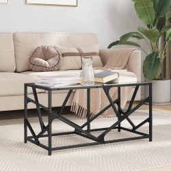 Table basse avec dessus en verre noir 78,5x40x41 cm acier 