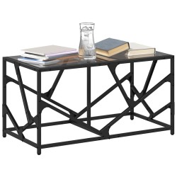 Table basse avec dessus en verre noir 78,5x40x41 cm acier 