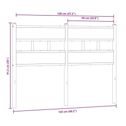 Tête de lit chêne sonoma 120 cm fer et bois d’ingénierie 