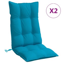 Coussins de chaise à dossier haut lot de 2 bleu clair 