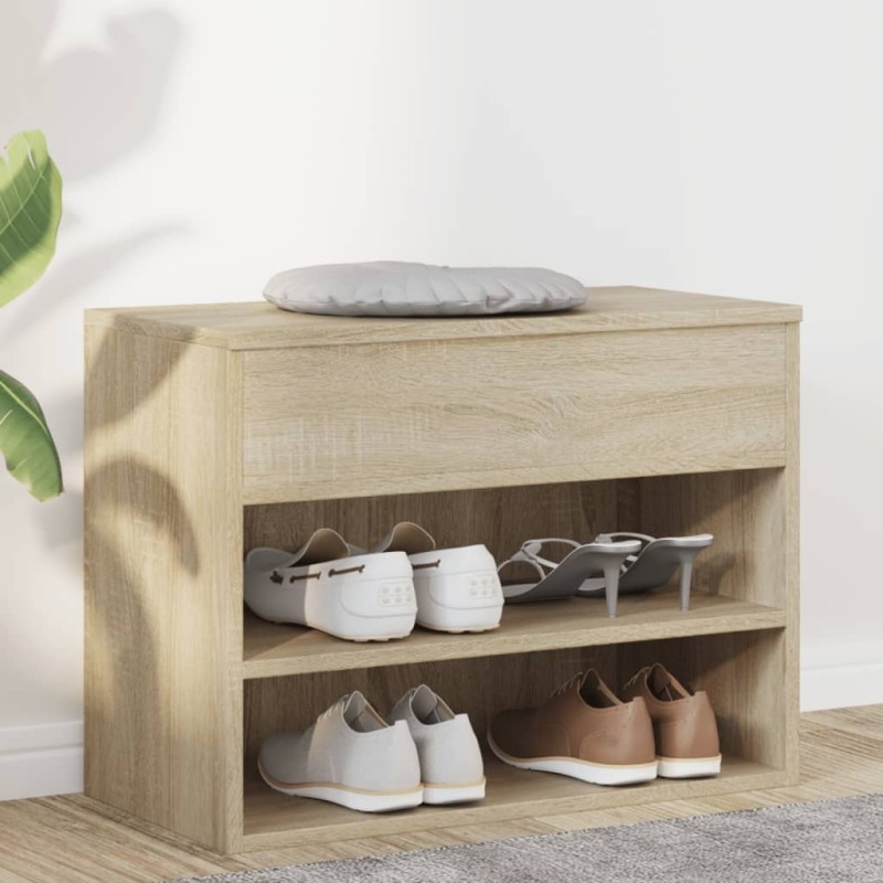 Banc à chaussures Chêne sonoma 60x30x45 cm Bois d’ingénierie Banc à chaussures Chêne sonoma 60x30x45 cm Bois d’ingénierie