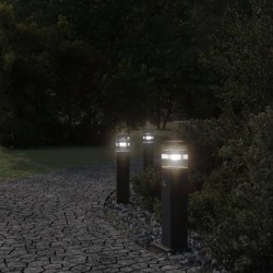 Lampadaire d'extérieur avec capteur noir 50 cm aluminium 