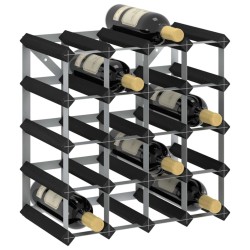 Casier à bouteilles pour 20 bouteilles Noir Bois de pin solide 