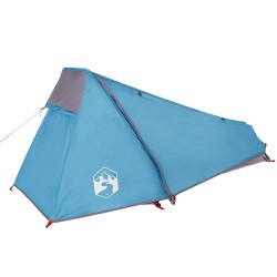 Tente de camping tunnel 1 personne bleu imperméable 
