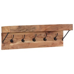 Porte-manteauavec étagère murale en bois d'acacia massif et métal 