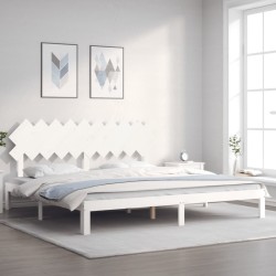 Cadre de lit sans matelas blanc 200x200 cm bois massif de pin 