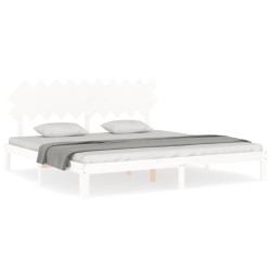 Cadre de lit sans matelas blanc 200x200 cm bois massif de pin 