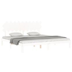 Cadre de lit sans matelas blanc 200x200 cm bois massif de pin 