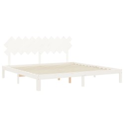 Cadre de lit sans matelas blanc 200x200 cm bois massif de pin 
