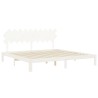 Cadre de lit sans matelas blanc 200x200 cm bois massif de pin 