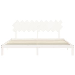 Cadre de lit sans matelas blanc 200x200 cm bois massif de pin 