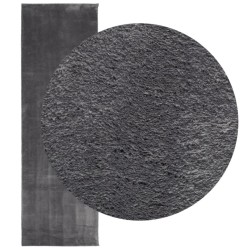 Tapis HUARTE à poils courts doux et lavable anthracite 80x250cm 